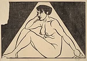 Seated Female Nude by M.C. Escher