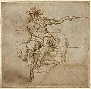 Seated Male Nude [recto] by Agostino Carracci