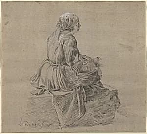 Seated Peasant Woman by Francesco Londonio
