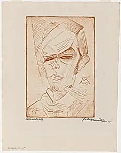 Selbstbildnis (Kopf mit Händen) by Conrad Felixmüller