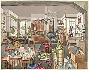 Semi-Rural Kitchen and Dining Room, 1910 by Perkins Harnly