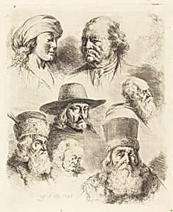 Seven Studies of Heads by Jean-Jacques de Boissieu