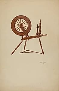 Shaker Spinning Wheel Flax by George V. Vezolles