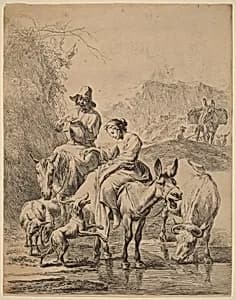Shepherdess on a Donkey by Nicolaes Pietersz Berchem