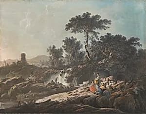 Shepherds Resting by a Stream by Jean-Baptiste Pillement