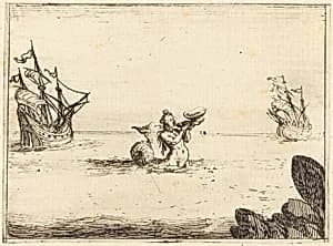 Siren between Two Ships by Jacques Callot