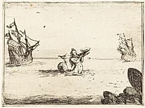 Siren between Two Ships by Jacques Callot