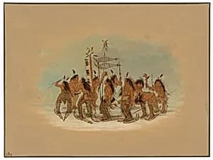 Snow Shoe Dance - Ojibbeway by George Catlin