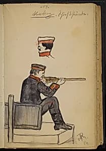 Soldier Aiming His Rifle by Max Beckmann