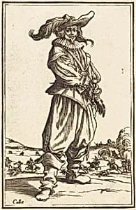 Soldier with Feathered Hat by after Jacques Callot