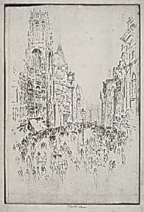 St. Dunstan's, Fleet Street by Joseph Pennell