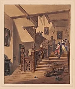 Staircase, Aston Hall, Warwickshire by Joseph Nash