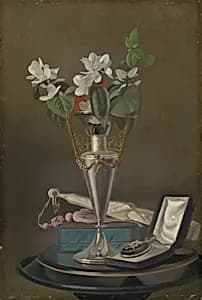 Still Life with Fan and Pendant by Samuel Marsden Brookes