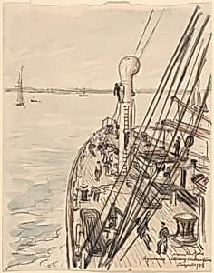 The Aquatania Entering Southampton by Sir Muirhead Bone