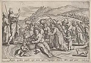 The Exodus from Egypt by Jan Sadeler I, after Maarten van Cleef