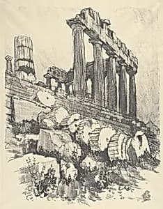 The Fallen Column, Athens by Joseph Pennell