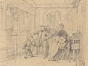 The Fencing Lesson [recto] by Richard Caton Woodville