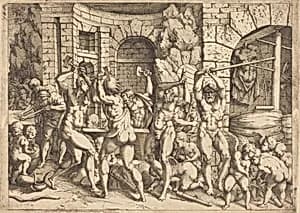 The Forge of Vulcan by Louis Elle I after Francesco Primaticcio