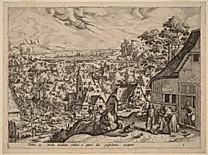 The Homecoming of Tobias by Johannes van Doetechum the Elder and Lucas van Doetechum, after Hans Bol
