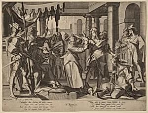 The Judgment of Solomon by Willem Swanenburgh after Joachim Anthonisz Wtewael