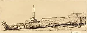 The Lanterna, Genoa by Sir Muirhead Bone