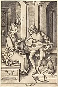 The Lute Player and the Singer by Israhel van Meckenem