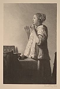 The Pearl Necklace by Timothy Cole after Johannes Vermeer