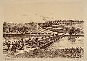 The Pontoon Bridges by Edwin Forbes