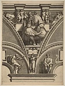 The Prophet Jeremiah by Giorgio Ghisi after Michelangelo