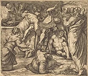 The Raising of Lazarus by Guglielmo Cortese after Tintoretto