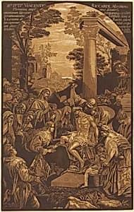 The Raising of Lazarus by John Baptist Jackson after Leandro Bassano