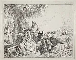 The Rest on the Flight, with Adoring Angels by Giovanni Domenico Tiepolo