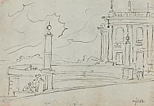 The Ripetta in Rome [verso] by Augustin Pajou