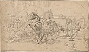The Runaway Carriage by Circle of Eugène Delacroix