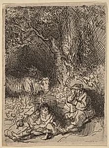The Sleeping Herdsman by Rembrandt van Rijn