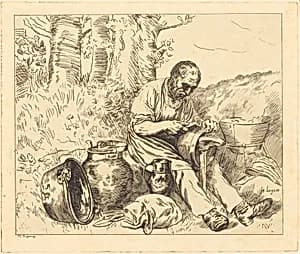 The Tinker (Le retameur) by Felix Régamey after Alphonse Legros
