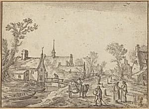 The Village Street by Esaias van de Velde I