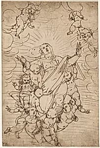 The Virgin in Glory by workshop of Luca Cambiaso