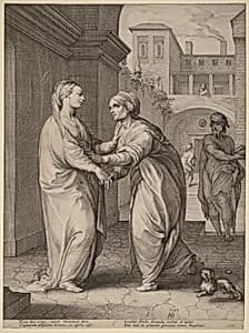 The Visitation by Hendrik Goltzius in the style of Parmigianino