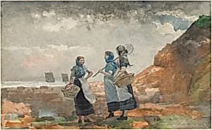 Three Fisher Girls, Tynemouth by Winslow Homer