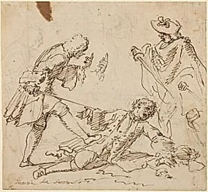 Three Men Fighting by Italian 17th or 18th Century
