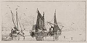 Three Sailboats by Caspar Johann Nepomuk Scheuren