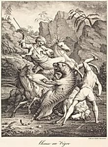 Tiger Hunt by Charles Etienne Pierre Motte after Auguste Jacques Regnier