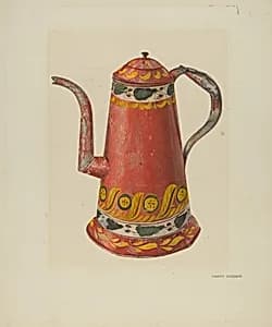 Toleware Tin Coffee Pot by Harry Grossen