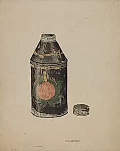Toleware Tin Tea Caddy by Clarence W. Dawson