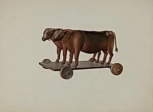 Toy Yoke of Oxen by Joseph Goldberg