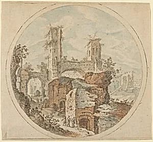 Travellers among Roman Ruins by Pieter Stevens