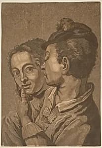Two Lovers by attributed to John Baptist Jackson, probably after Giovanni Battista Piazzetta