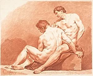 Two Male Nudes by Jean-François Janinet after Charles-Nicolas Cochin the Younger