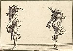 Two Pantaloons Dancing by Jacques Callot